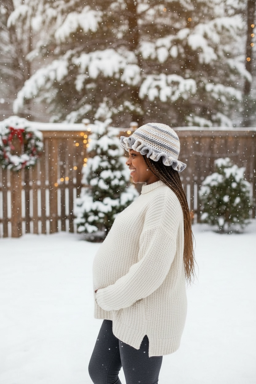 Handmade Crochet Ruffle Cloche Hat- Stylish Women’s Marled Crochet Accessory
