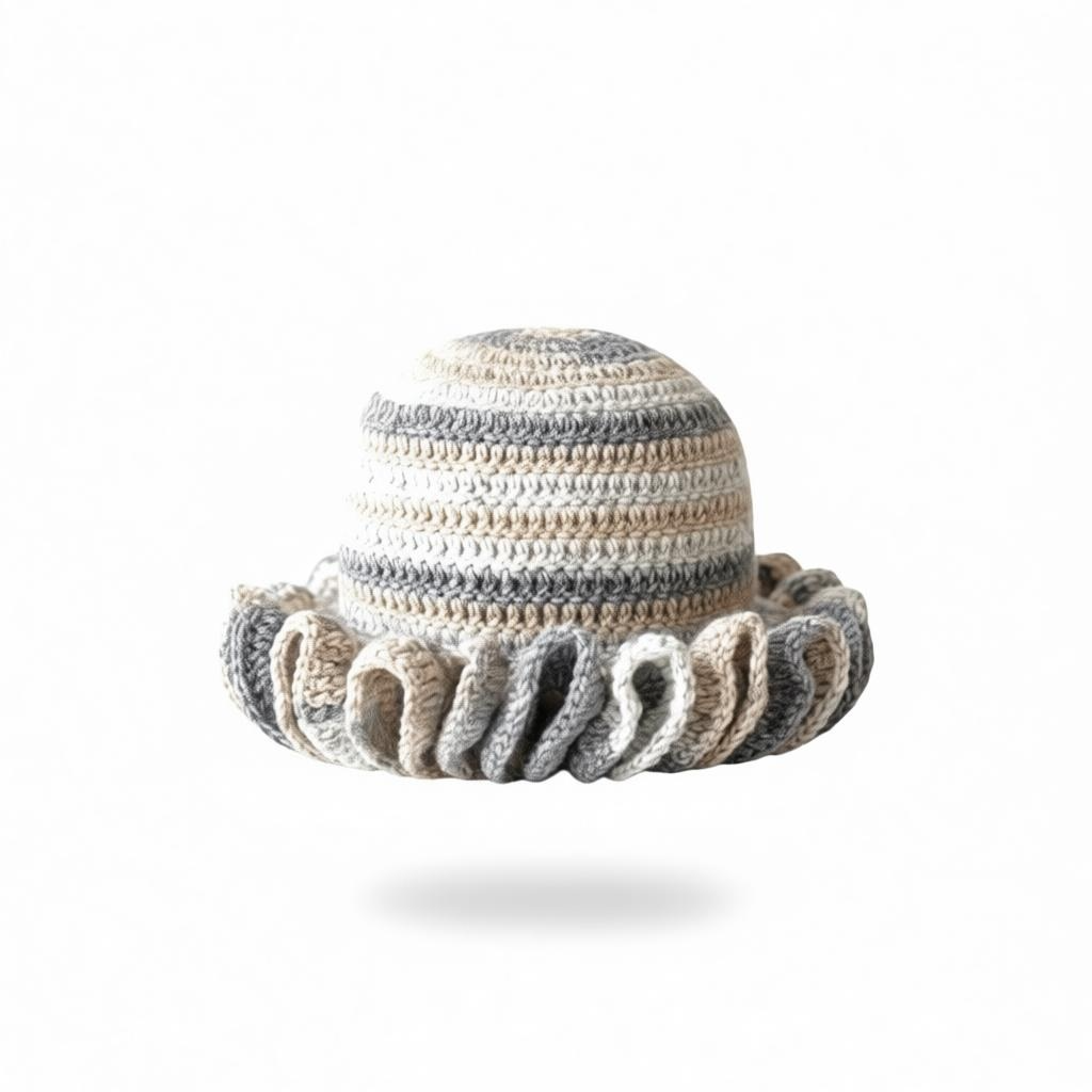 Handmade Crochet Ruffle Cloche Hat- Stylish Women’s Marled Crochet Accessory