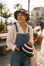 Handmade Crochet Adult Christmas Ruffle Hats- Adult Christmas Ruffle Hat