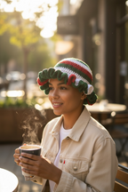 Handmade Crochet Adult Christmas Ruffle Hats- Adult Christmas Ruffle Hat