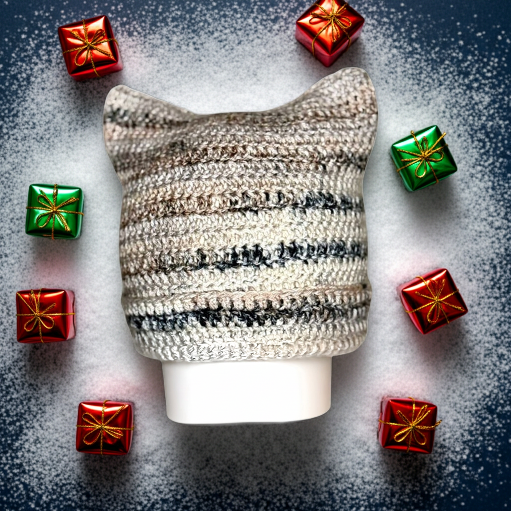 Handmade Crochet Cat Ear Beanie - Cute Kitten Hat for Women & Teens