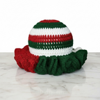 Handmade Crochet Adult Christmas Ruffle Hats- Adult Christmas Ruffle Hat