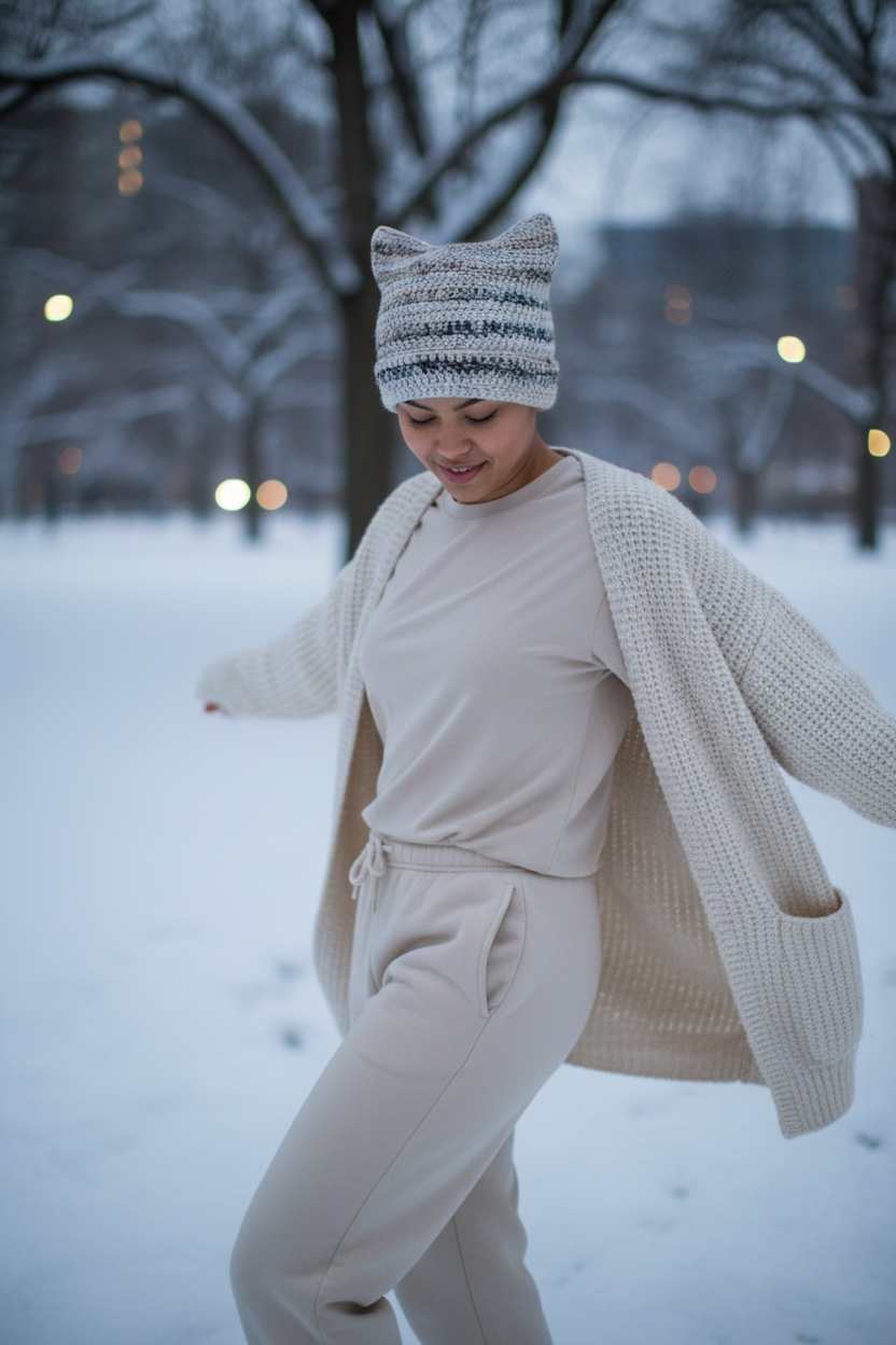 Handmade Crochet Cat Ear Beanie - Cute Kitten Hat for Women & Teens