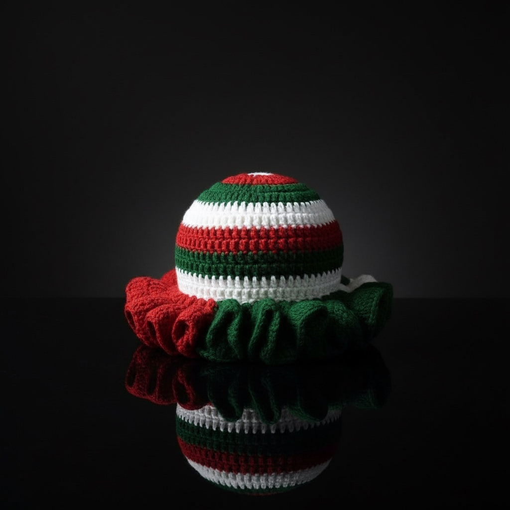 Handmade Crochet Adult Christmas Ruffle Hats- Adult Christmas Ruffle Hat