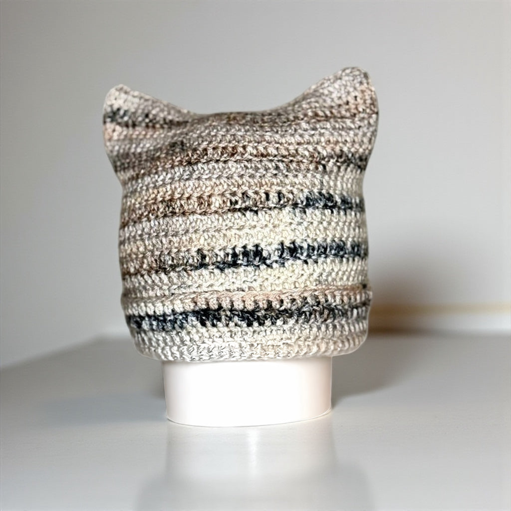Handmade Crochet Cat Ear Beanie - Cute Kitten Hat for Women & Teens