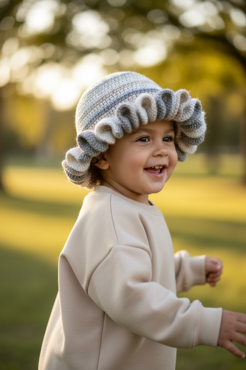 Handmade Crochet Ruffle Hat for Babies & Toddlers - Unique Boutique Baby Beanie