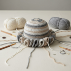 Handmade Crochet Ruffle Cloche Hat- Stylish Women’s Marled Crochet Accessory