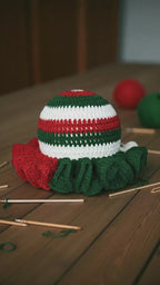 Handmade Crochet Adult Christmas Ruffle Hats- Adult Christmas Ruffle Hat